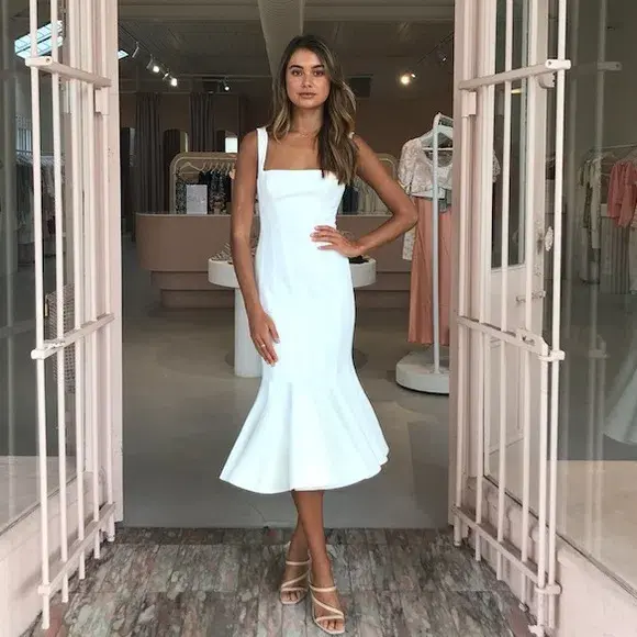 Acler Mawson Midi Dress White Size 12 - Image 1
