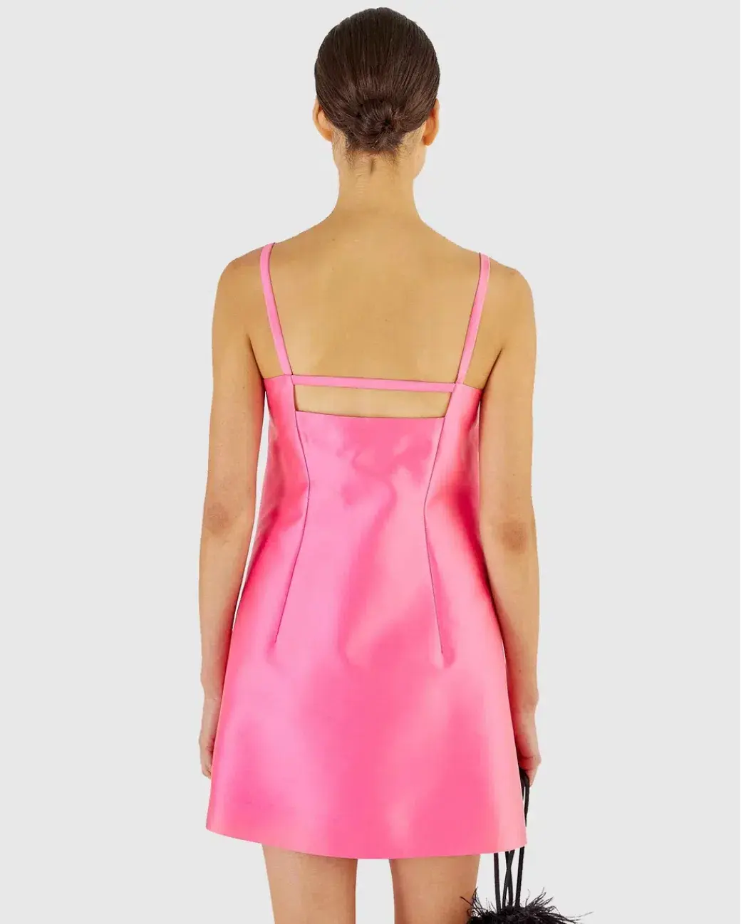 Oroton Satin Mini Bow Dress Candy Pink Size AU 10 - Image 3
