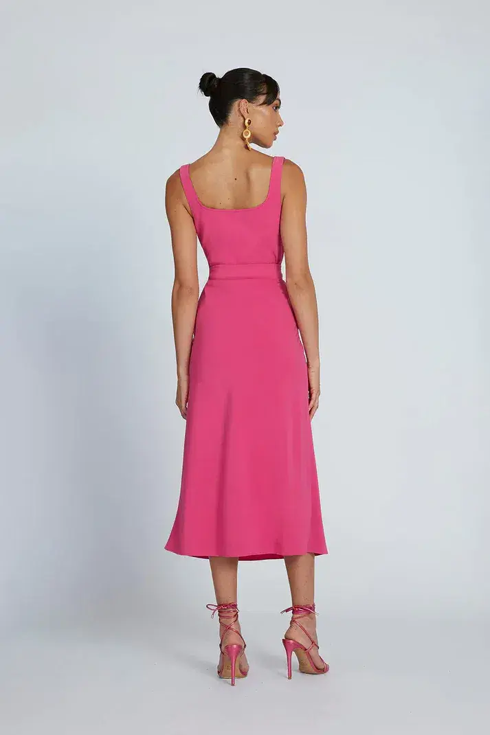 By Johnny Ora Bist Midi Dress Pink Size 8  for rent on The Volte - main image