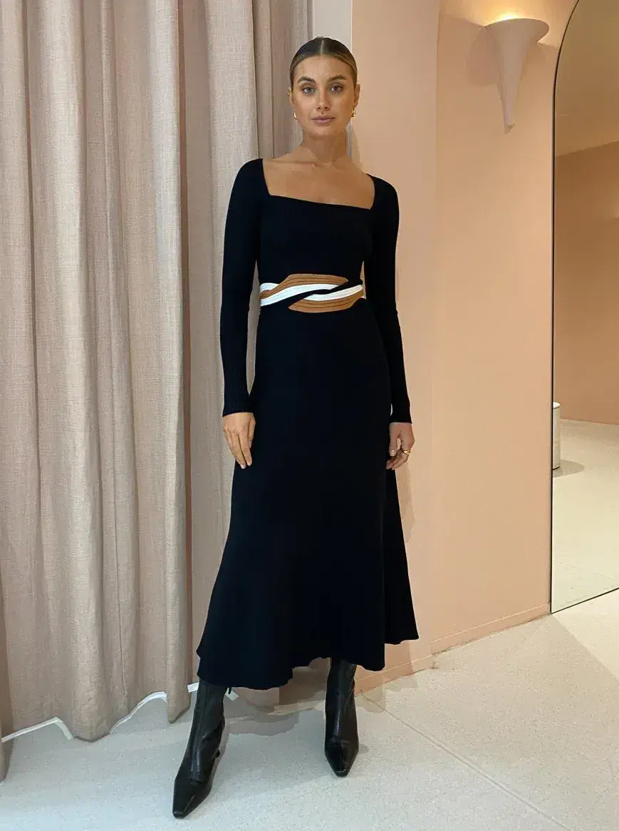 Sovere Studios Inertia Knit Midi Dress Black Size 10 - Image 1