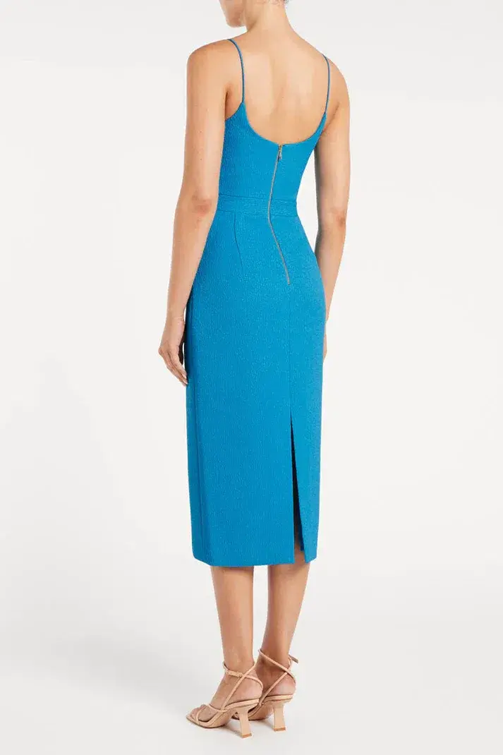 Rebecca Vallance The Hermosa Bow Midi Dress Blue Size 10  - Image 2