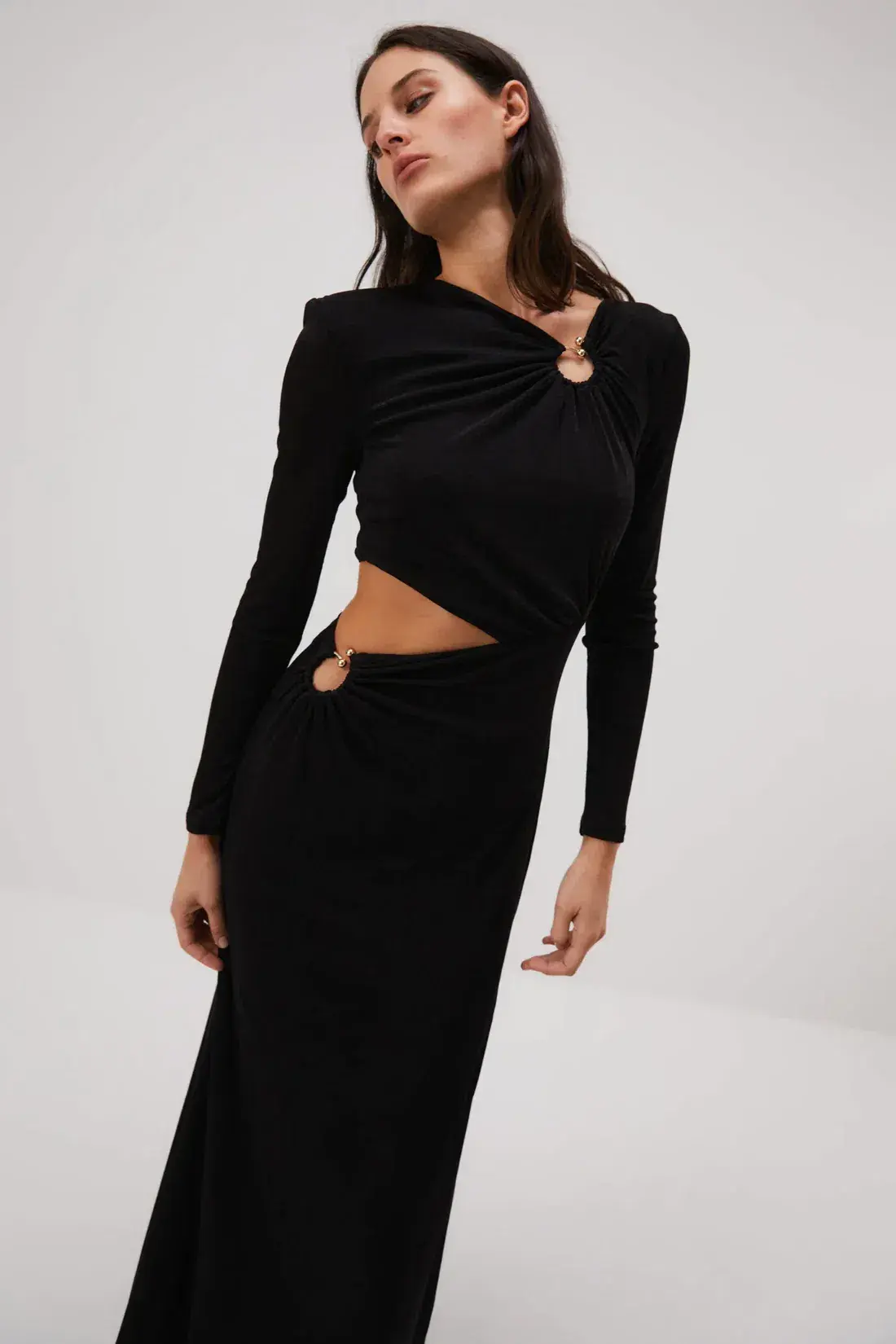 Misha Akarai Slinky Jersey Gown Black Size 6  - Image 3