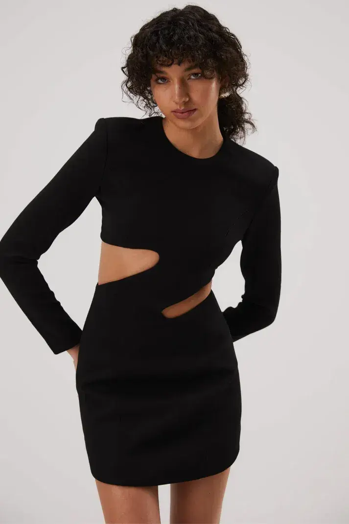 Misha Cosette Bonded Crepe Mini Dress Black Size 6  - Image 2