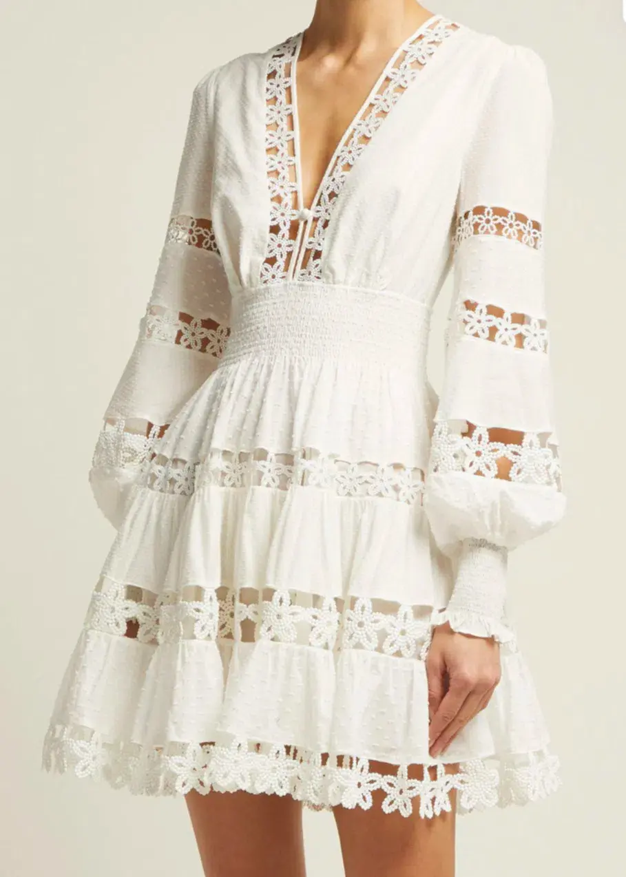 Zimmermann Ivory Embroidered Primrose Daisy Short Dress Size 1/10 - Image 2