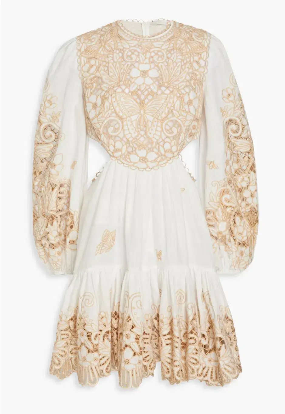 Zimmermann Ivory Embroidered Jeannie Mini Dress Size 0/ Au 8 - Image 4
