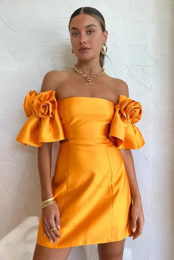 Alemais Macie Rosette Mini Dress in Saffron Yellow Size 10 - Image 5