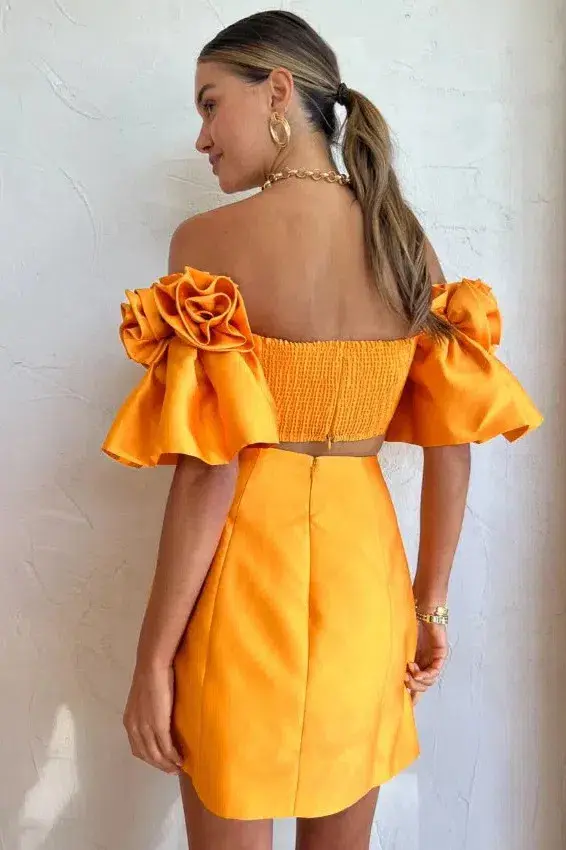 Alemais Macie Rosette Mini Dress in Saffron Yellow Size 10 - Image 6