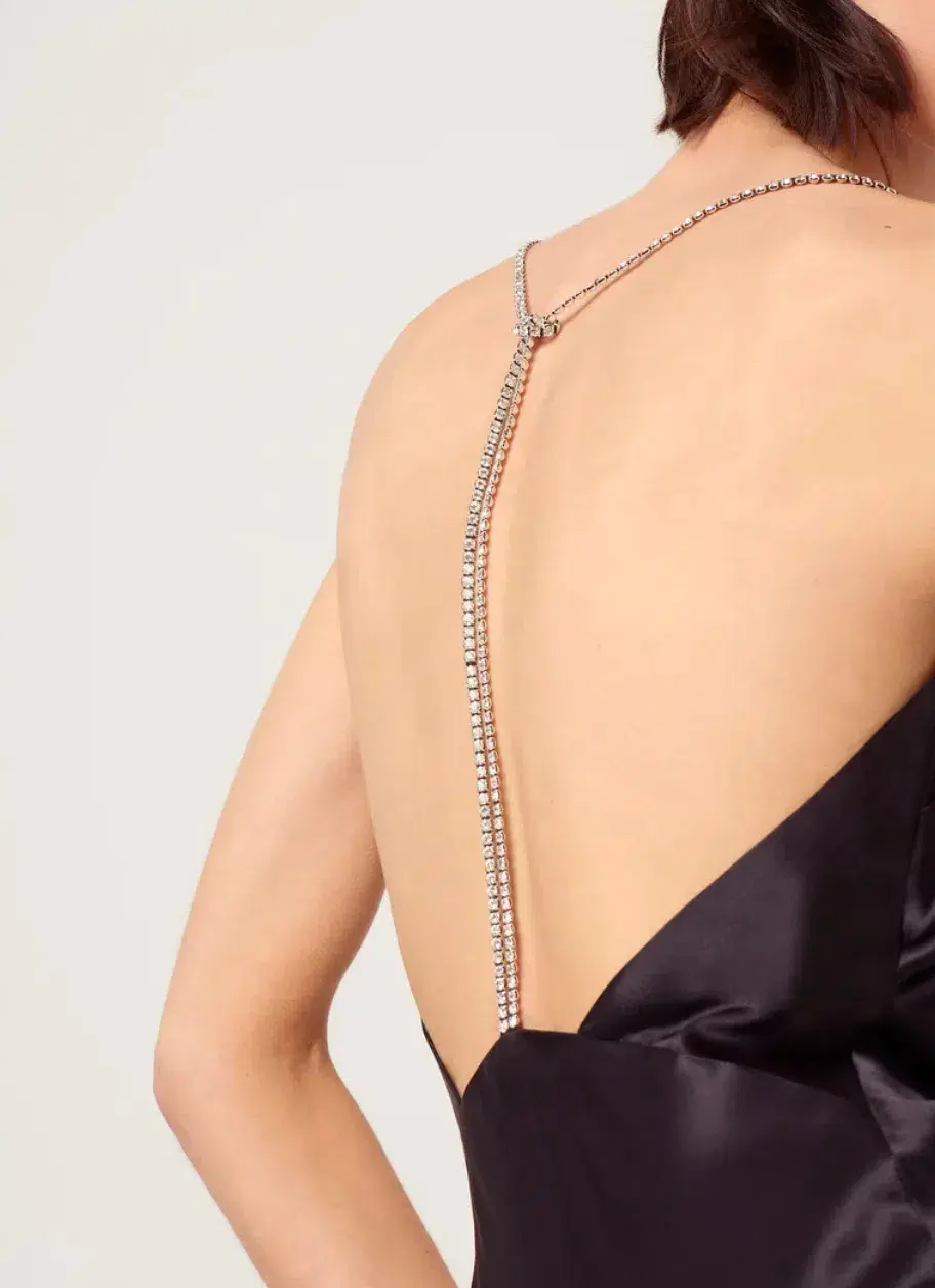 Michael Lo Sordo  Anna V Neck Bias Crystalline Slip Dress Black Size 4 - Image 3