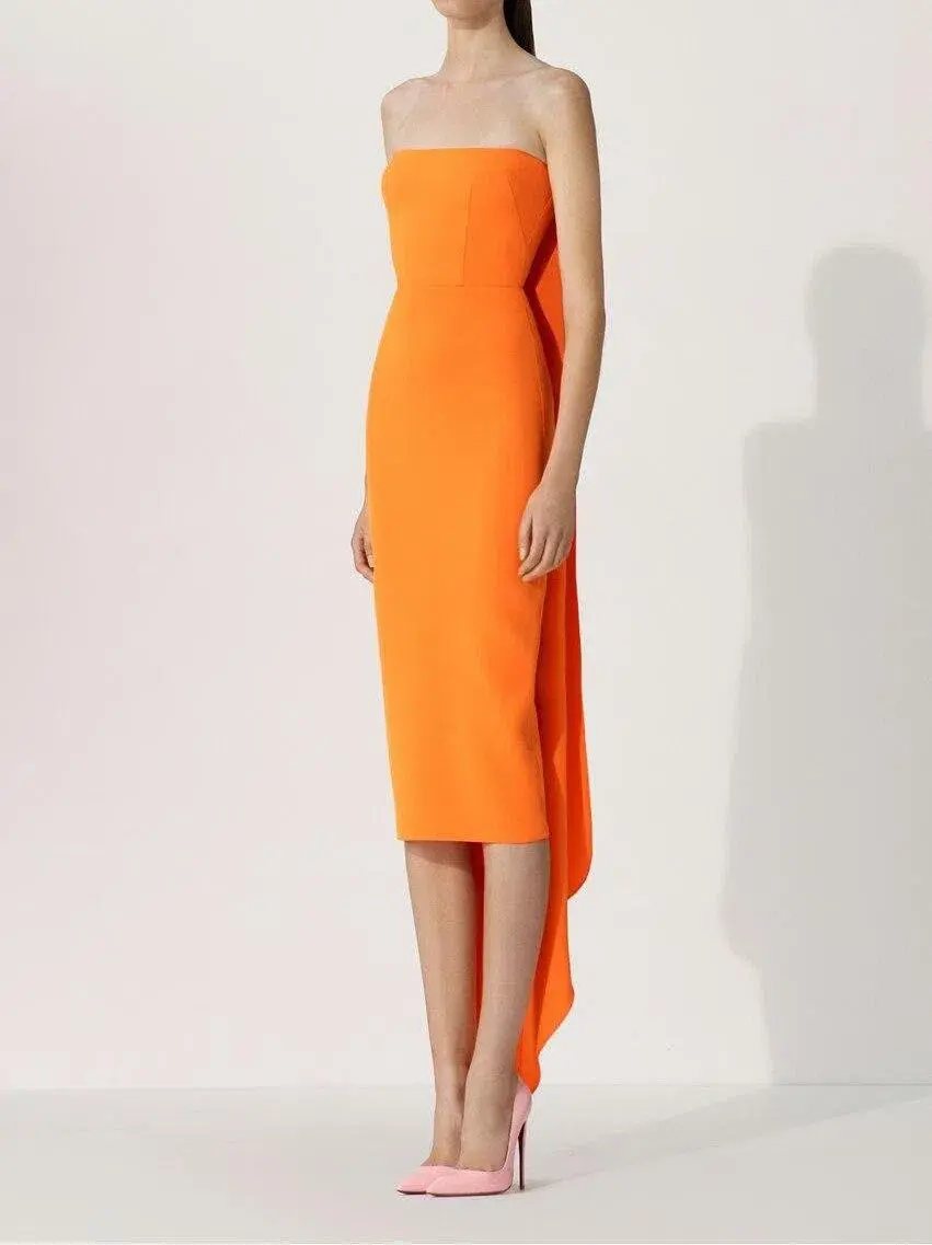 Alex Perry Hall Midi Dress in Orange Size 4 - Image 1