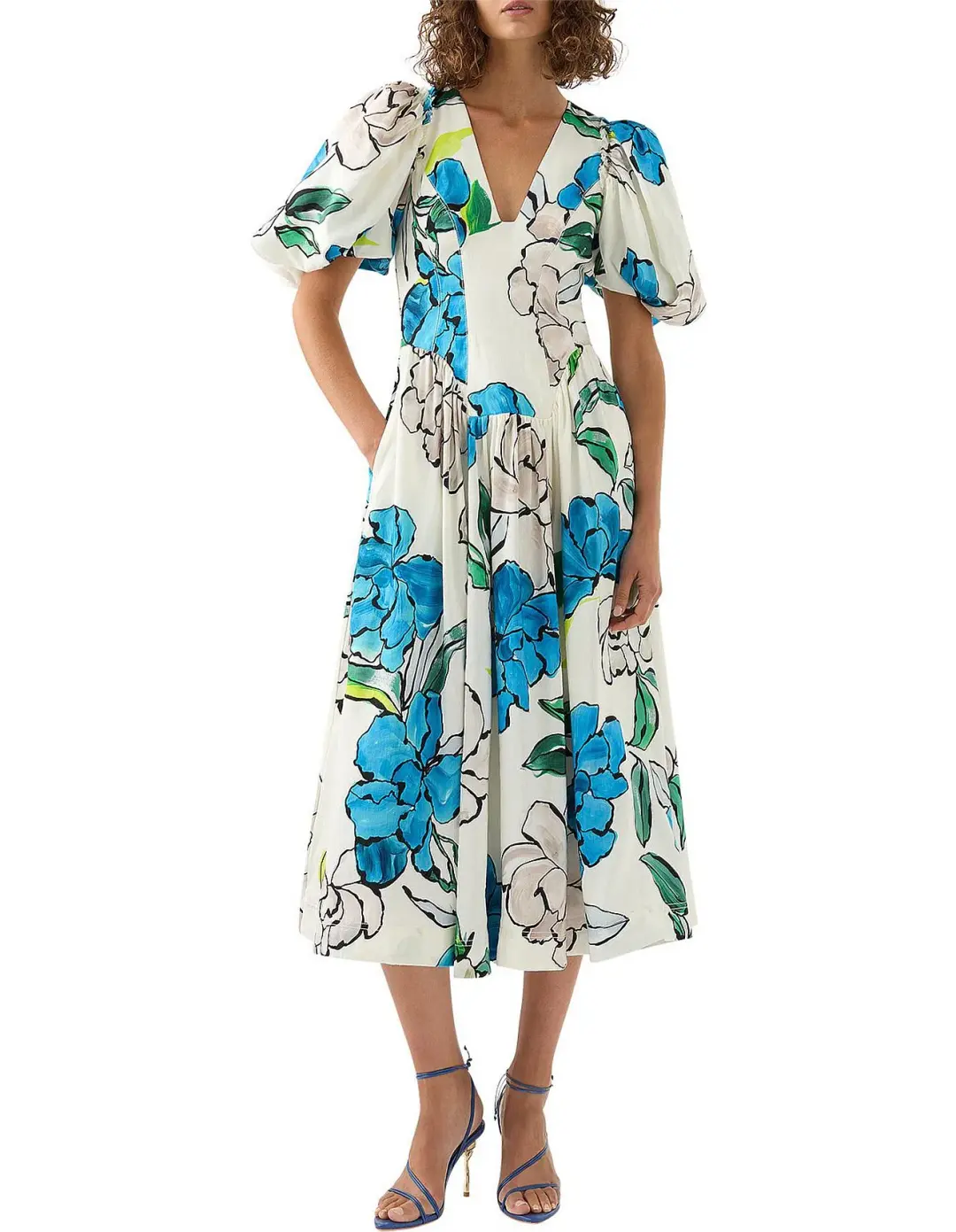 Aje Pedestal Corseted Midi Dress Floral Size 16 for rent on The Volte - main image