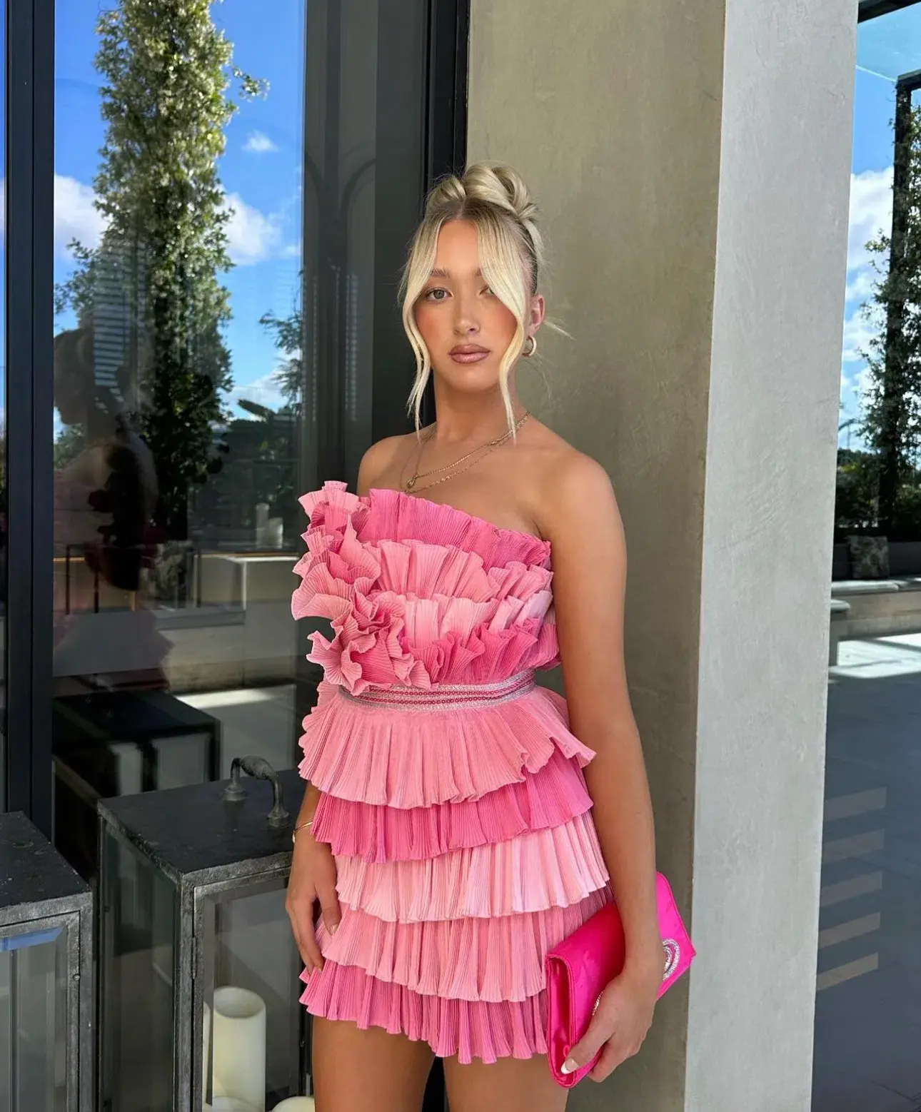 Eliya the Label Josephine Mini Dress Pink Size M/Au 10 - Image 4