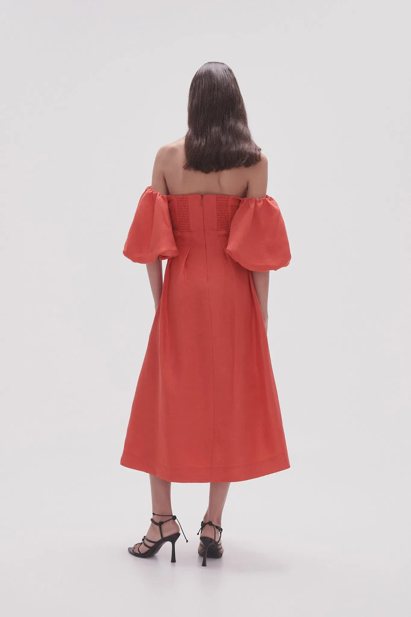 Aje Eugenie Off Shoulder Midi Dress Scarlet Red Size 8 - Image 2
