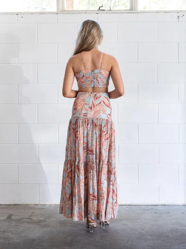 Bec & Bridge Miami Palm Skirt and Top Set Print Size 10 - Image 4