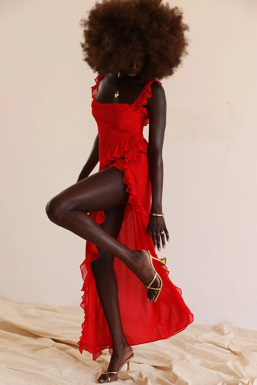 House Of CB Ariela Ruffle Maxi Dress Red Size S / 8 - Image 7