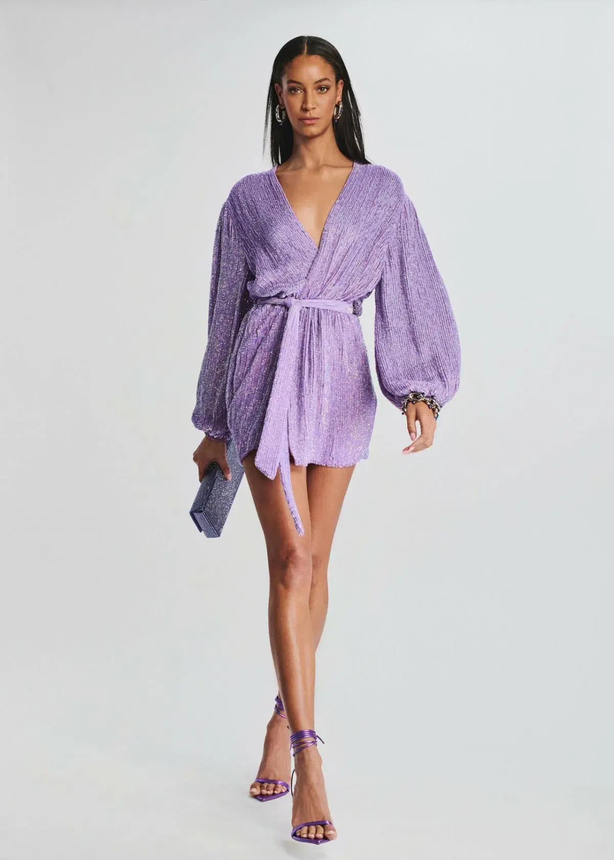 Retrofete Gabrielle Robe Violet Sequin Size 10 - Image 1