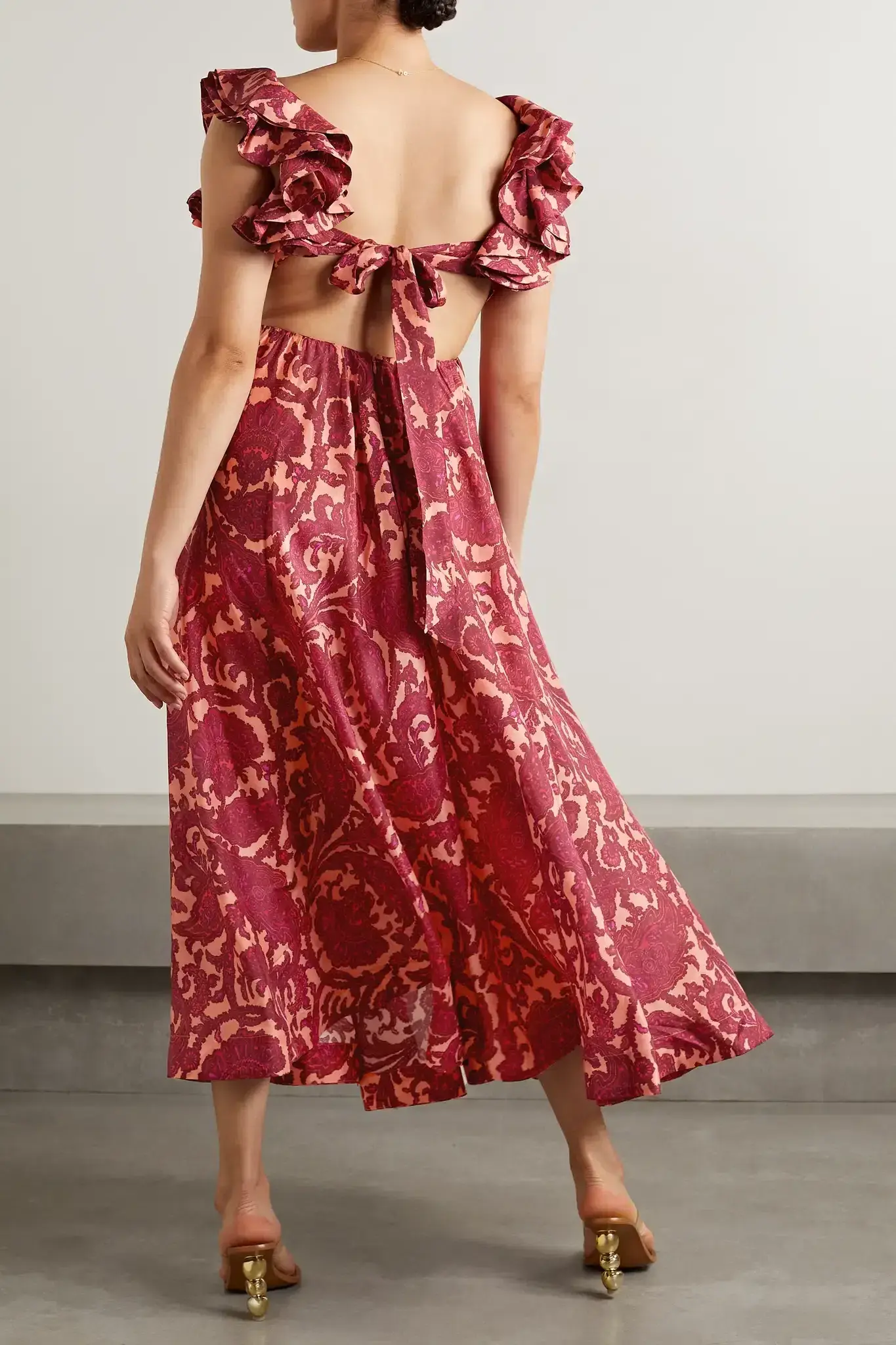 Zimmermann Tiggy Cutout Ruffled Silk Midi Dress Paisley-Print Size 1 / AU 10 - Image 7