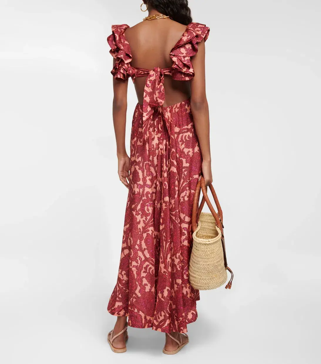 Zimmermann Tiggy Cutout Ruffled Silk Midi Dress Paisley-Print Size 1 / AU 10 - Image 9