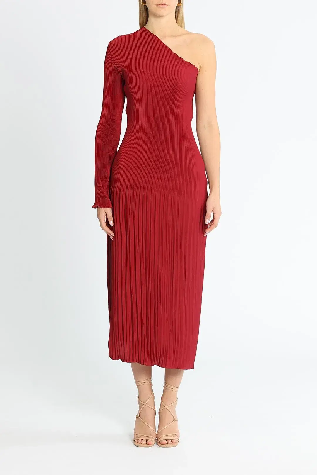 L'Idee Soiree Gigi Gown Sleeved Ruby Red Size 12 for rent on The Volte - main image