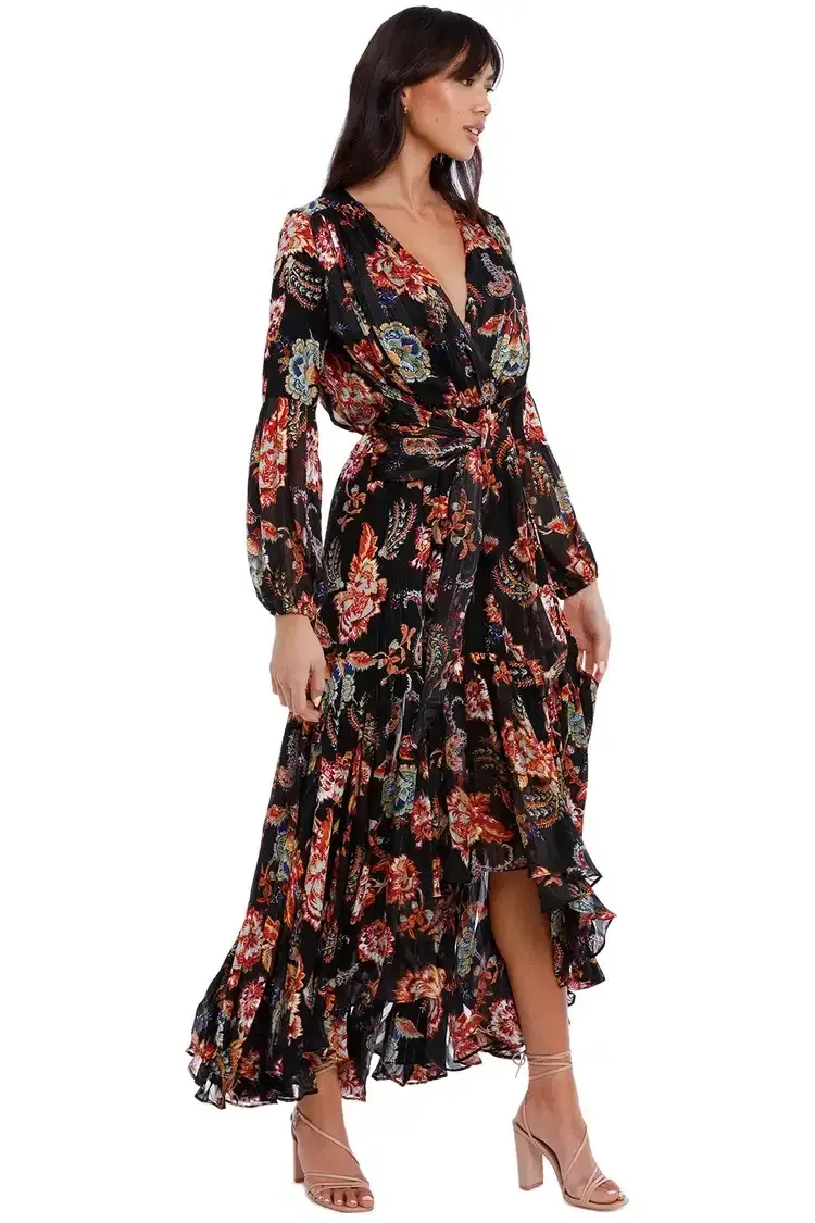 Elliatt Balance Dress Black Print Size AU 8 - Image 2