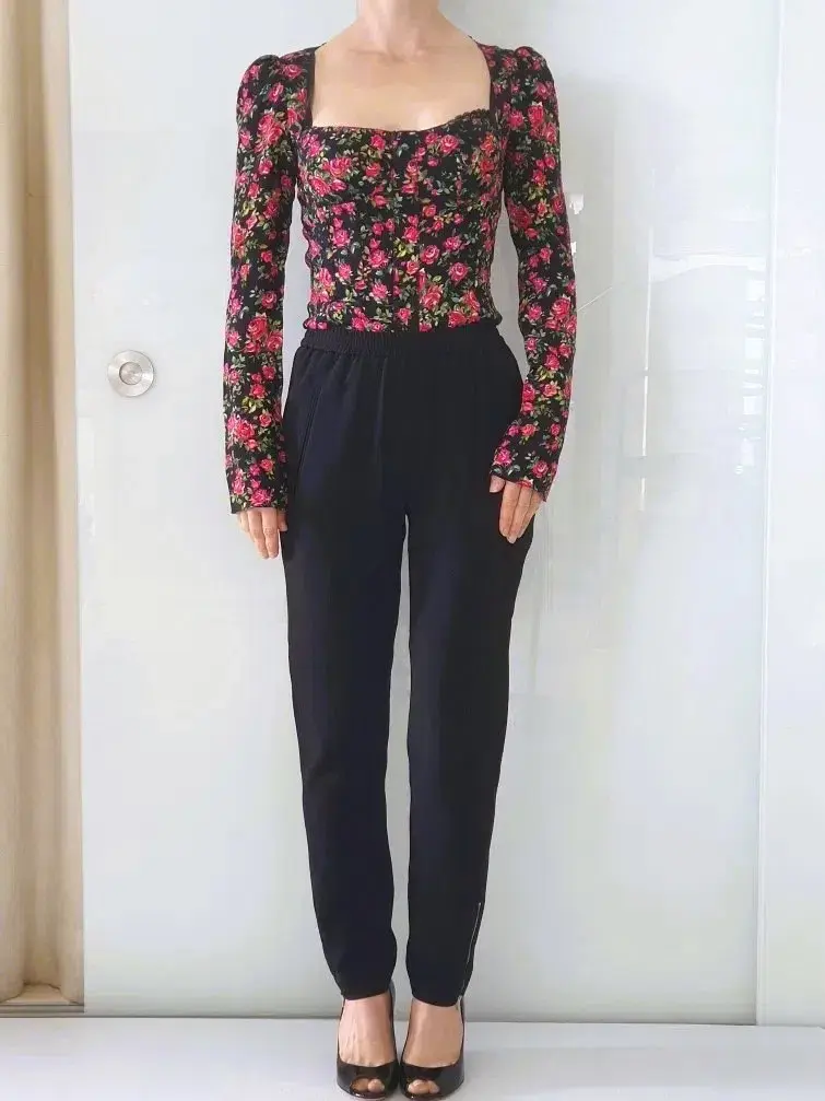 Dolce and Gabbana Long Sleeve Bustier Top Floral Size 6  - Image 1