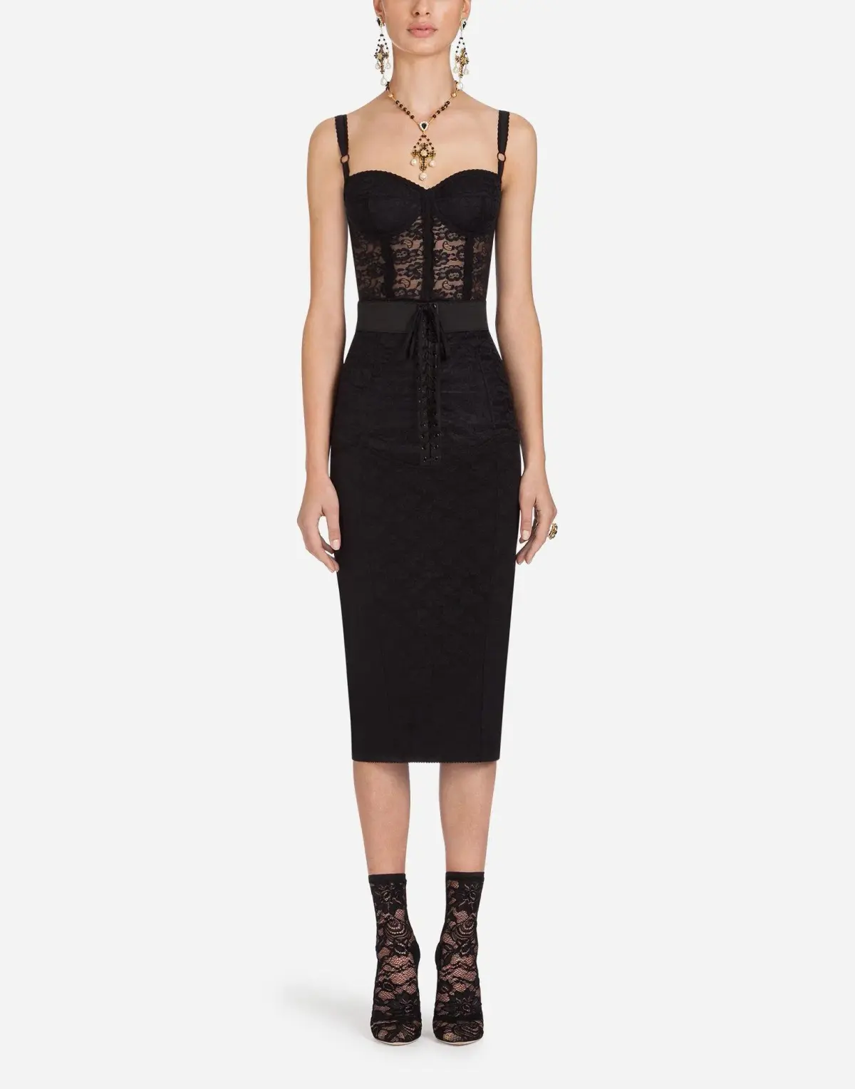 Dolce and Gabbana Lace Corset Bustier Black Size 6 - Image 1