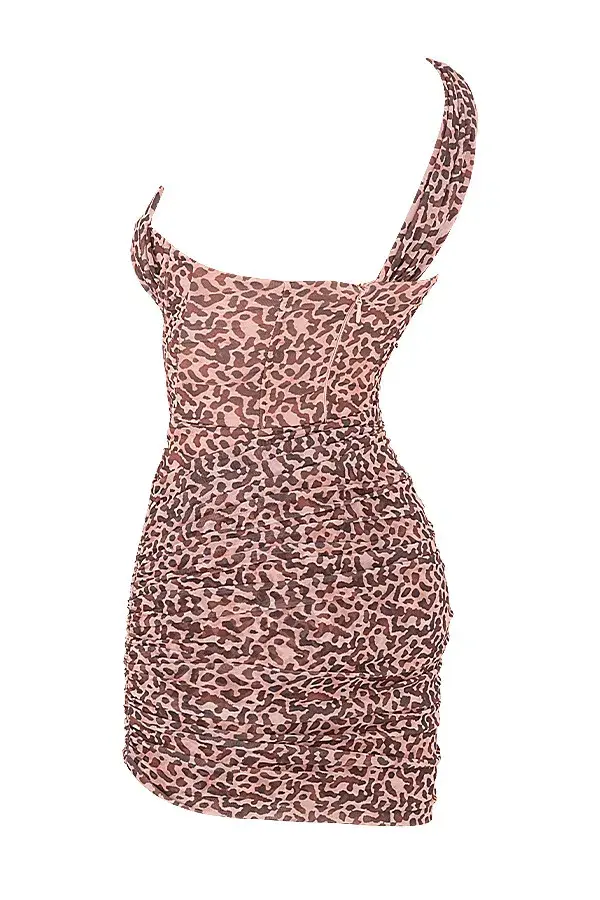 House of CB Clementine Cut Out Mini Dress Animal Print Size 8 - Image 5
