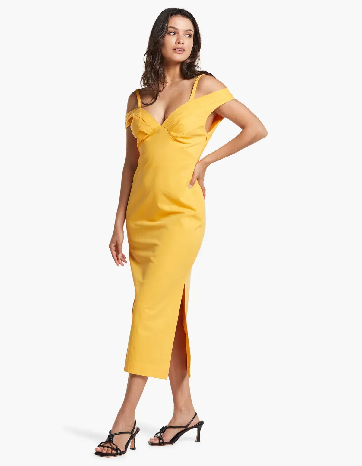 Viktoria & Woods Whirlpool Midi Dress in Mango Orange Yellow Size 14 - Image 1
