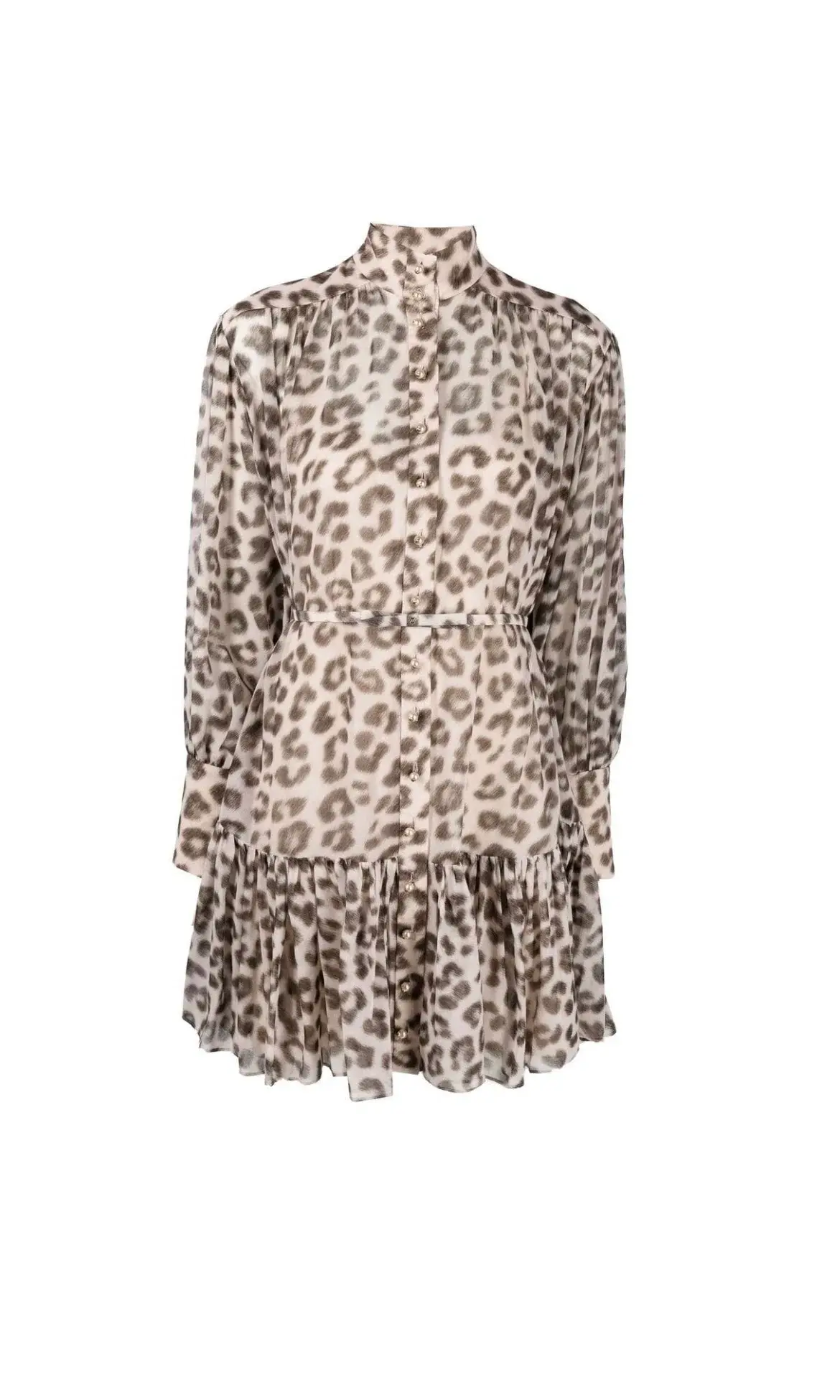 Zimmermann Gathered Cotton and Silk Blend Mini Dress Leopard Print Size 0P / AU 6 - Image 4