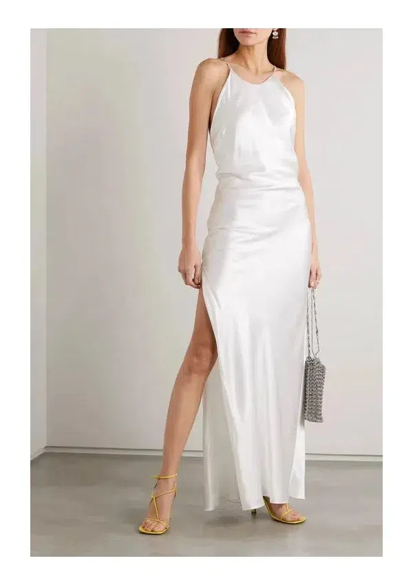 Michael Lo Sordo Charlie Crystal Maxi Dress White Size 6 - Image 1