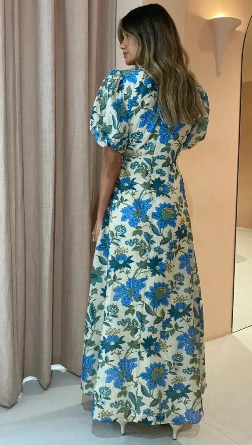 Sir the Label Celia Puff Sleeve Midi Dress Marguerite Print Size 3 AU 12/L - Image 4