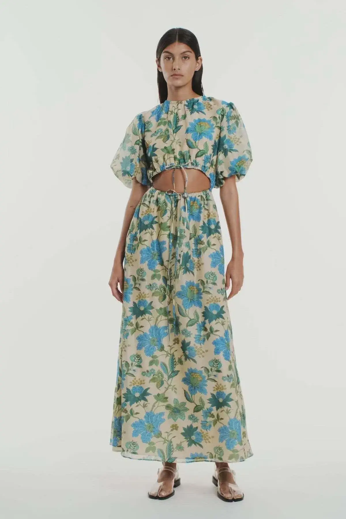 Sir the Label Celia Puff Sleeve Midi Dress Marguerite Print Size 3 AU 12/L - Image 1