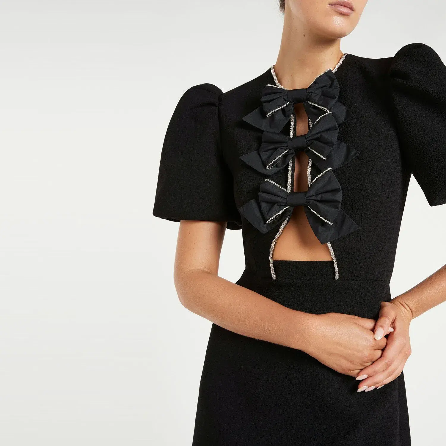 Rebecca Vallance Katie Bow Mini Dress Black Size 8 - Image 4