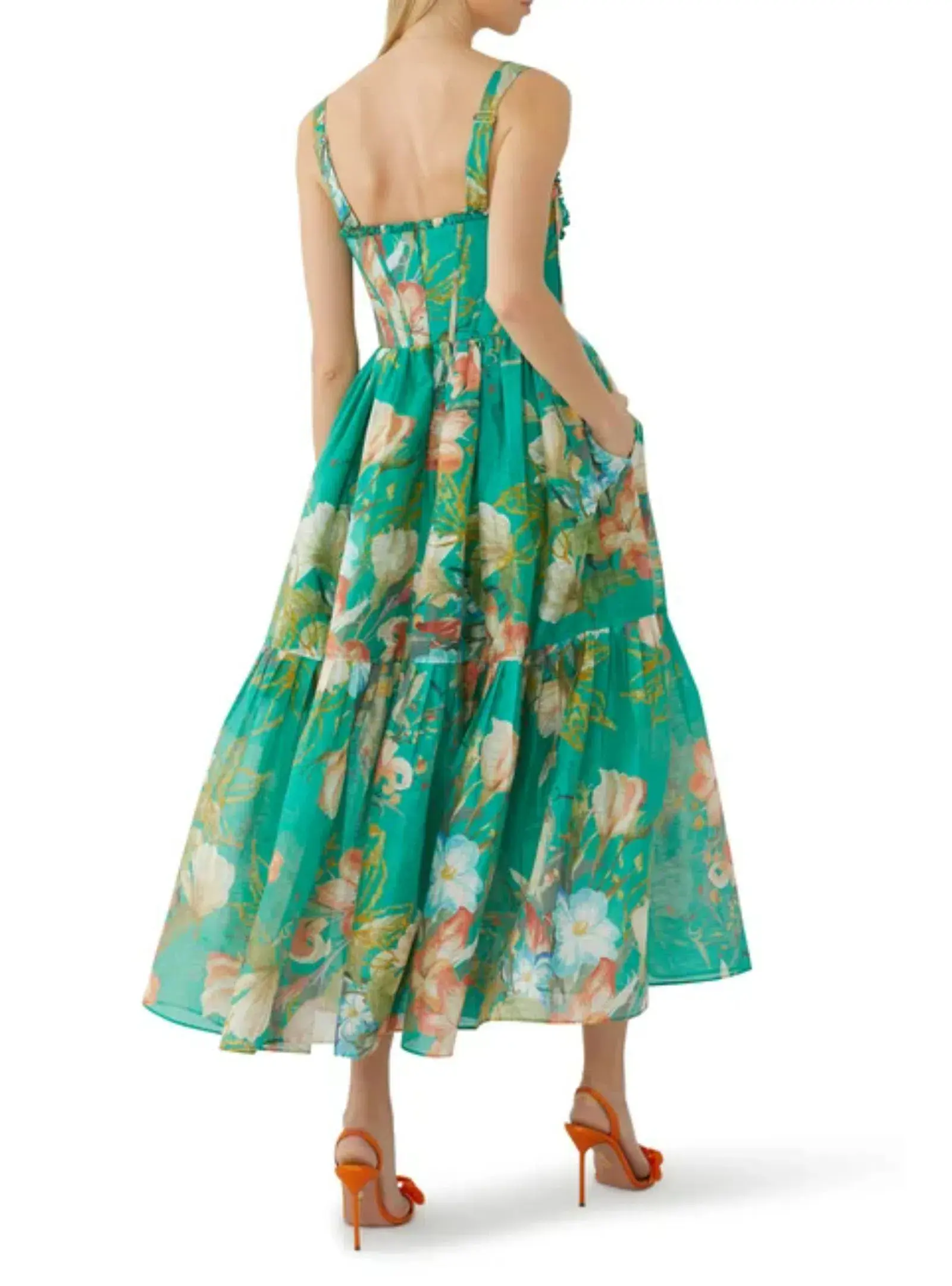 Leo Lin Rose Bustier Midi In Verdant Print Size 12  - Image 2