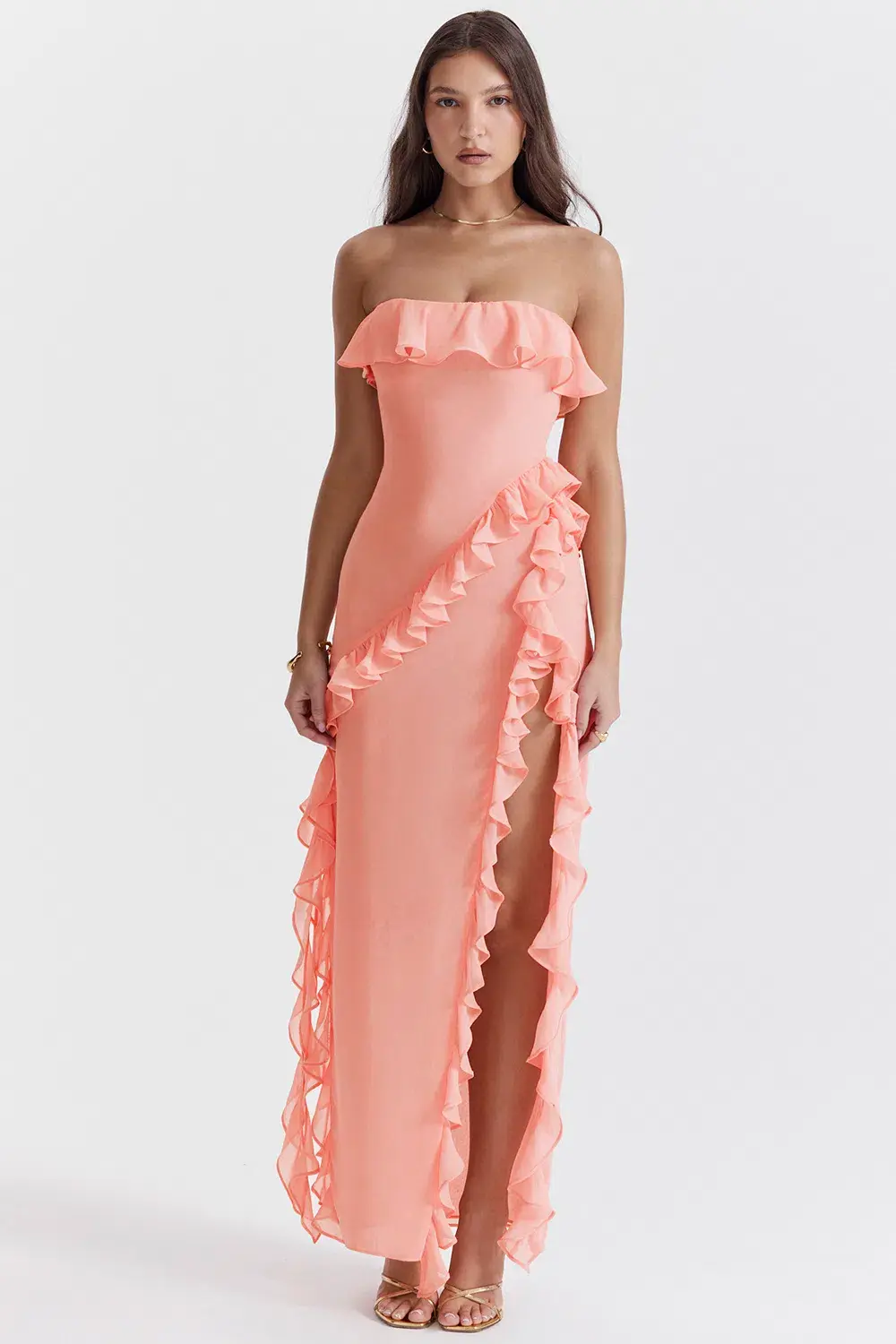 House of CB Sarina Gown Apricot Size S/Au 8  for rent on The Volte - main image
