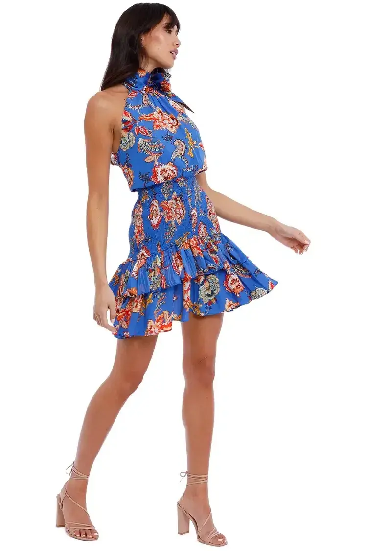 Elliatt Virago Dress Blue Multi Print Size 12 for rent on The Volte - main image