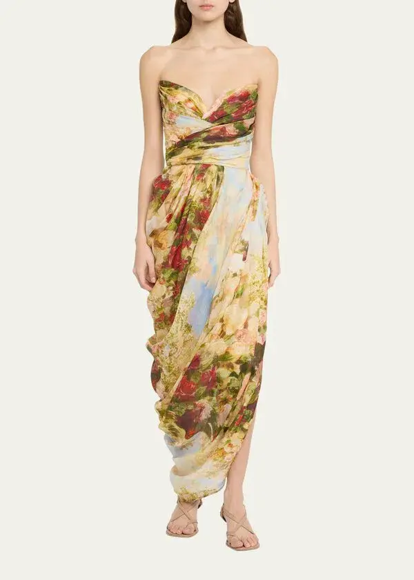 Zimmermann The Luminosity Strapless Midi in Rosy Garden Floral Size 0/Au 8 - Image 1