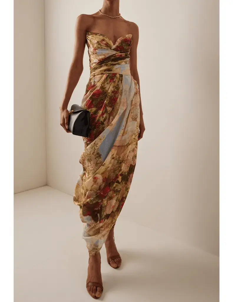 Zimmermann The Luminosity Strapless Midi in Rosy Garden Floral Size 0/Au 8 - Image 2