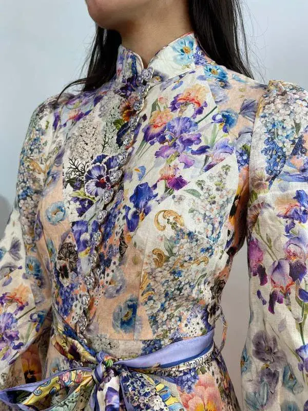 Zimmermann The Tama Belted Mini Dress in Diamond Splice Floral Size 0P / AU 6P  for rent on The Volte - main image