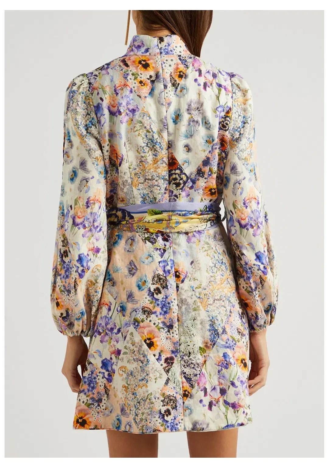Zimmermann The Tama Belted Mini Dress in Diamond Splice Floral Size 0P / AU 6P  - Image 3
