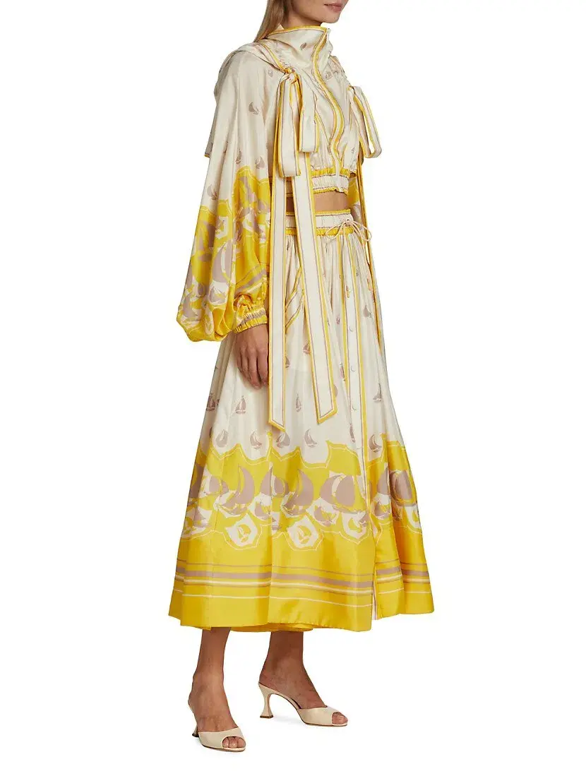 Zimmermann High Tide Crop Jacket and Skirt Set Print Size 4/Au 16 - Image 3