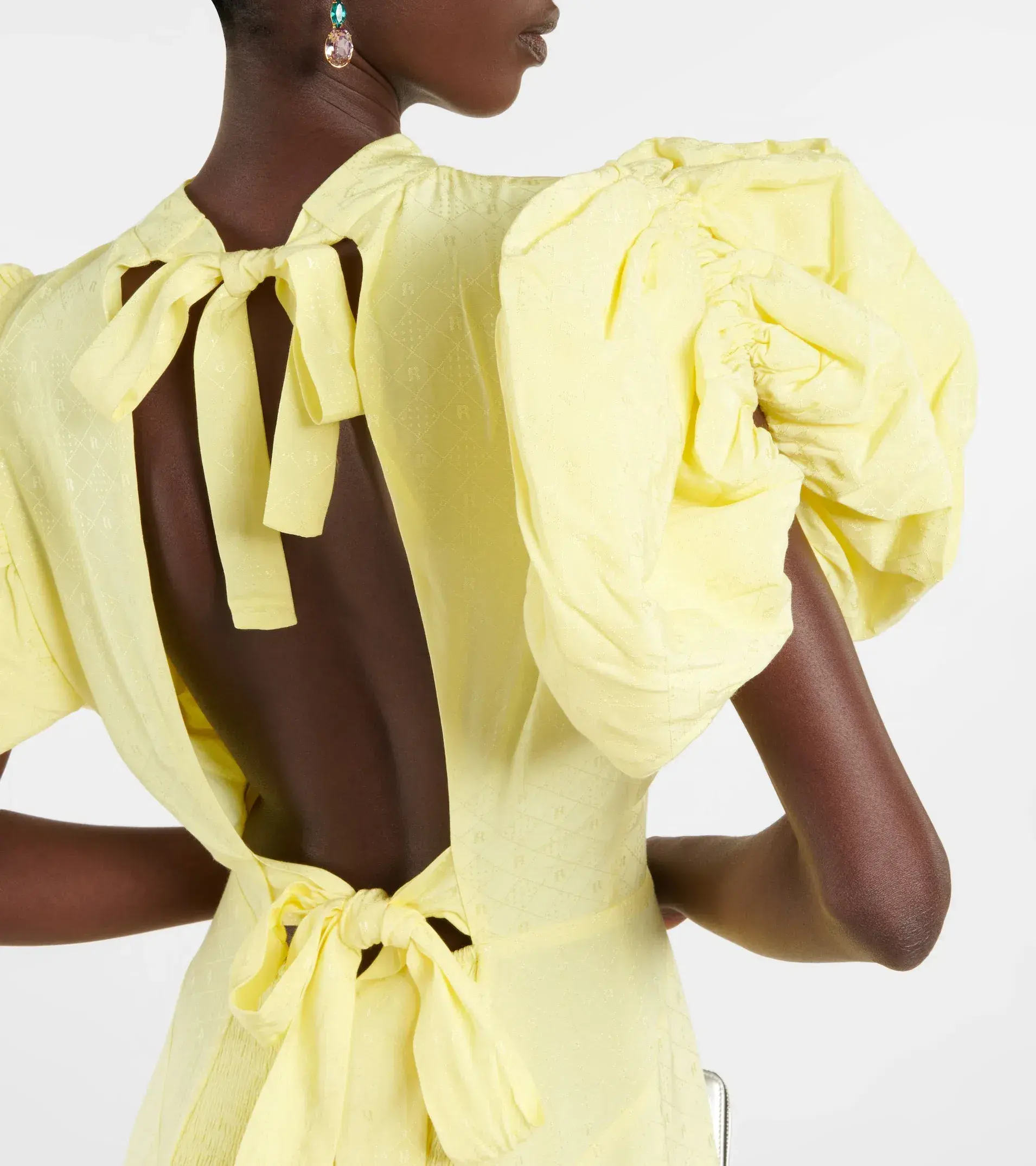 ROTATE Birger Christensen Midi Open Back Yellow Dress Size 8 - Image 2