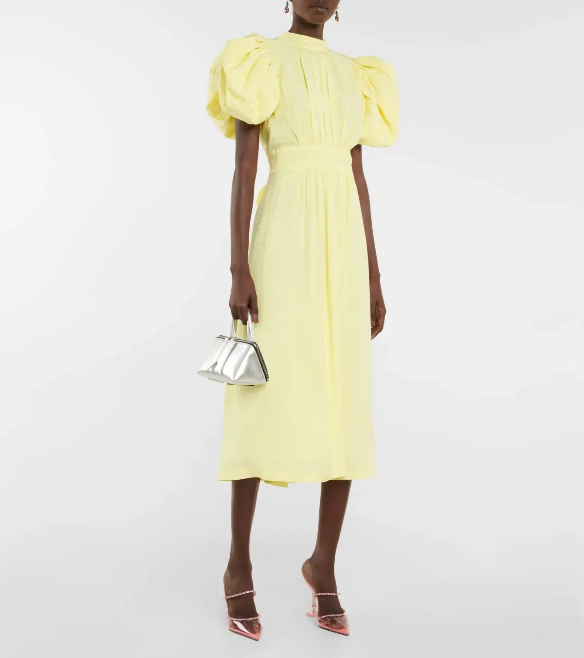 ROTATE Birger Christensen Midi Open Back Yellow Dress Size 8 - Image 1