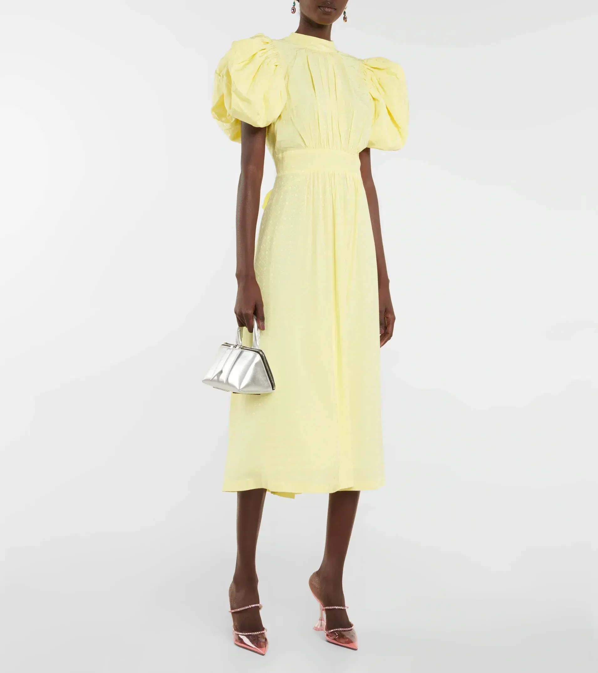 ROTATE Birger Christensen Midi Open Back Yellow Dress Size 8 - Image 1