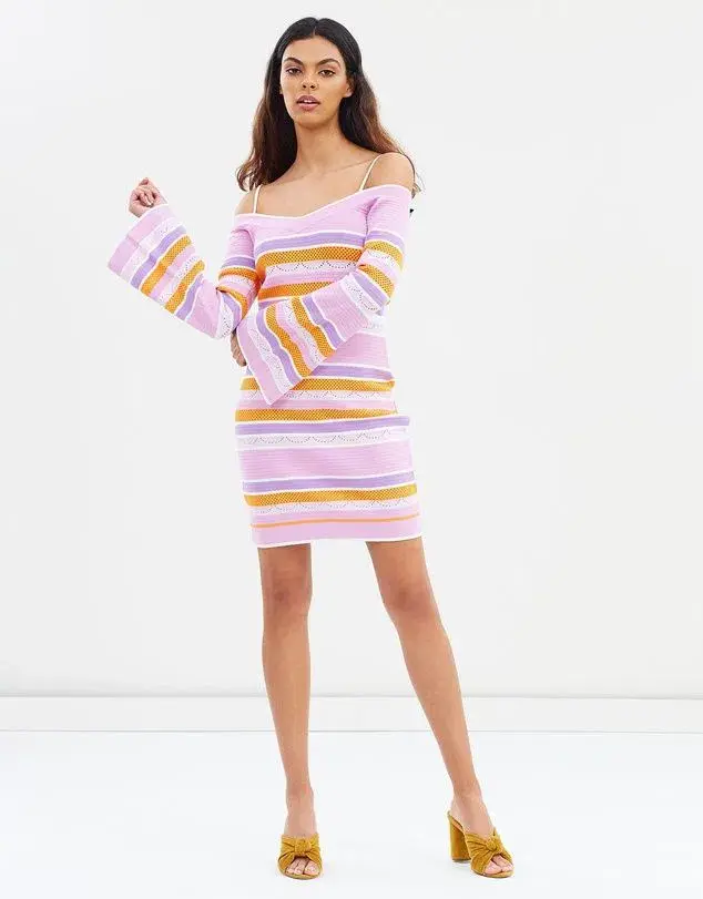 Alice McCall Pocketful of Rainbow Dress Pink Stripe Print Size 8 for rent on The Volte - main image