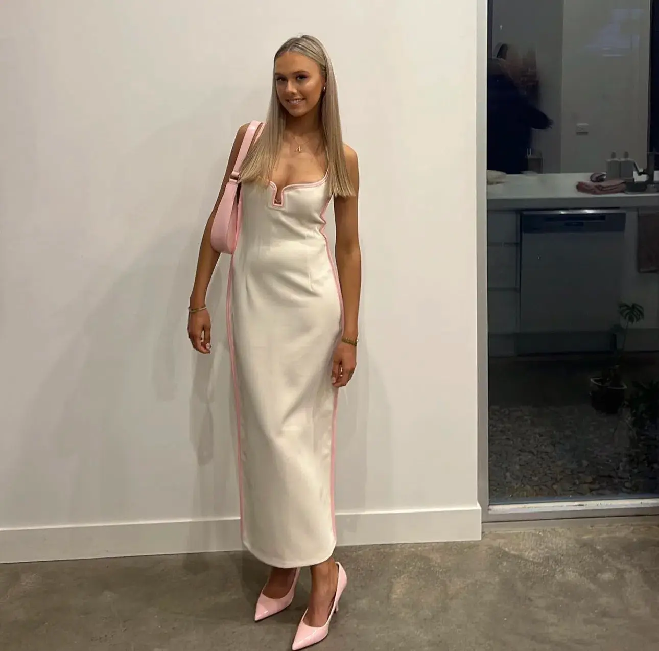 Paris Georgia Marlo Dress Cream With Bubblegum Pink Size 8 - Image 1