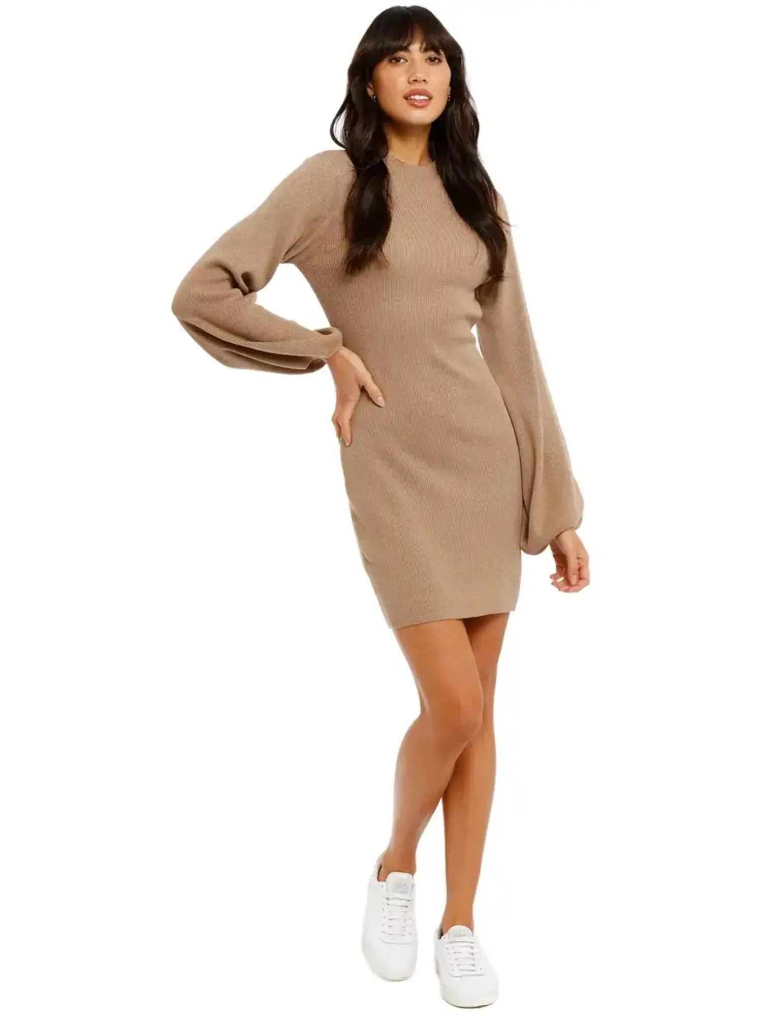 Bec & Bridge Lucy Knit Mini Dress Tobacco Size AU 6 - Image 1