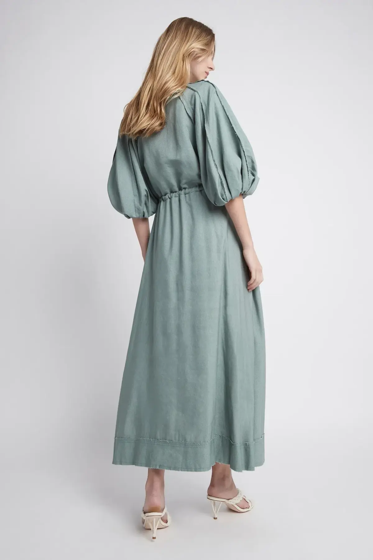 AJE Bonjour Belted Shirt Dress Palm Green Size 8 - Image 4