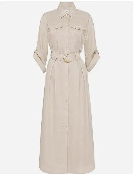 AJE Hope Midi Shirt Dress – colour sandstone beige size 8 - Image 1