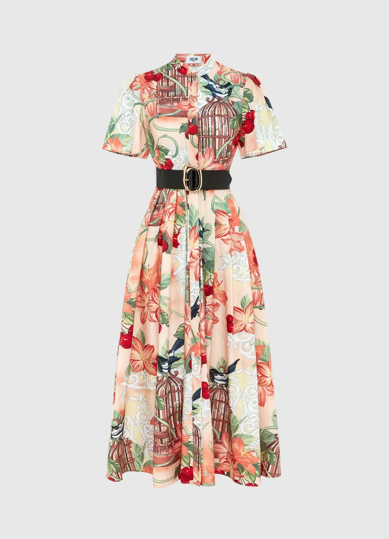 Leo Lin Bianca Short Sleeve Midi Dress Azalea Print in Fortune Size 10 - Image 4