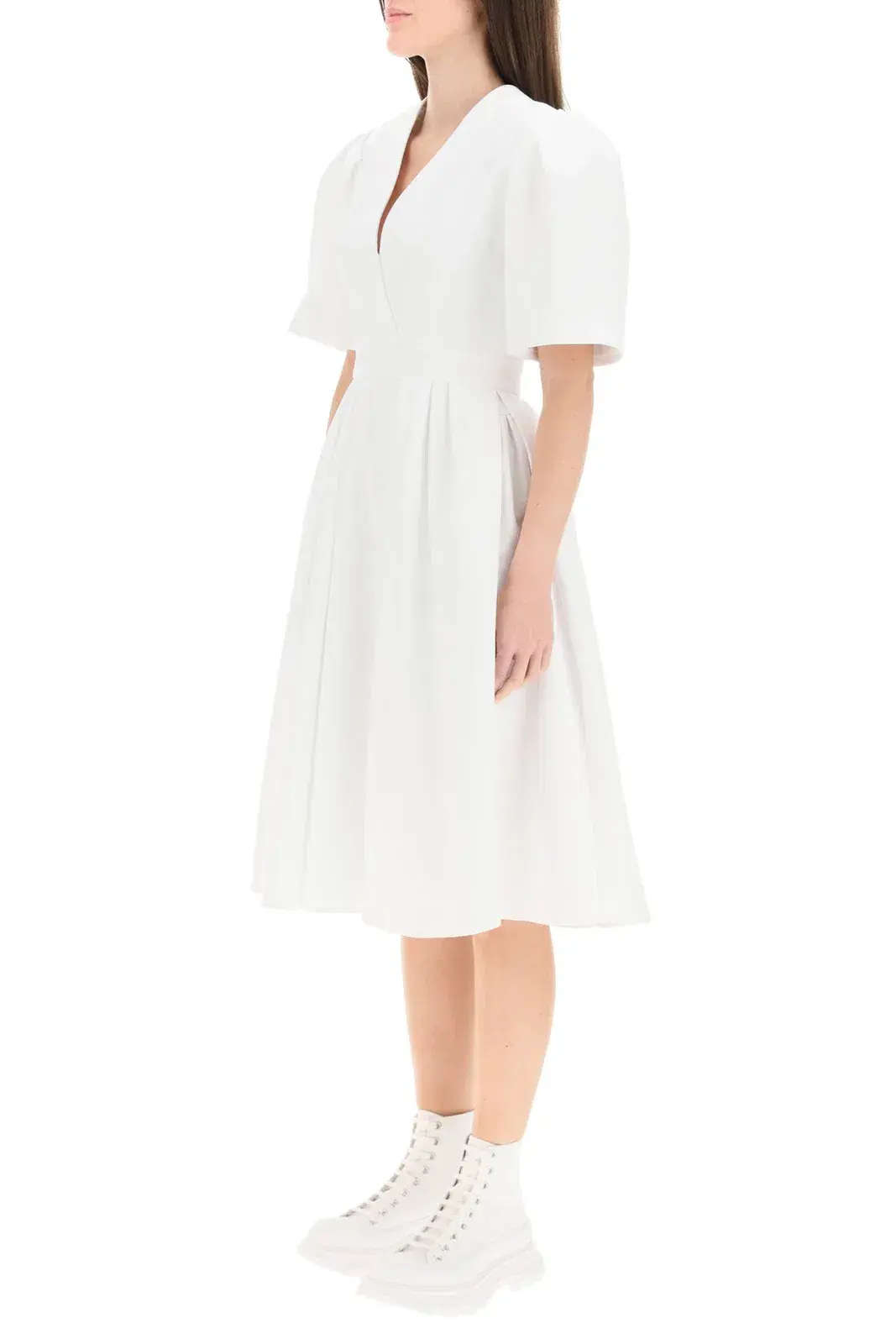 Alexander McQueen Piquet Midi Dress White Size S / Au 8 for rent on The Volte - main image